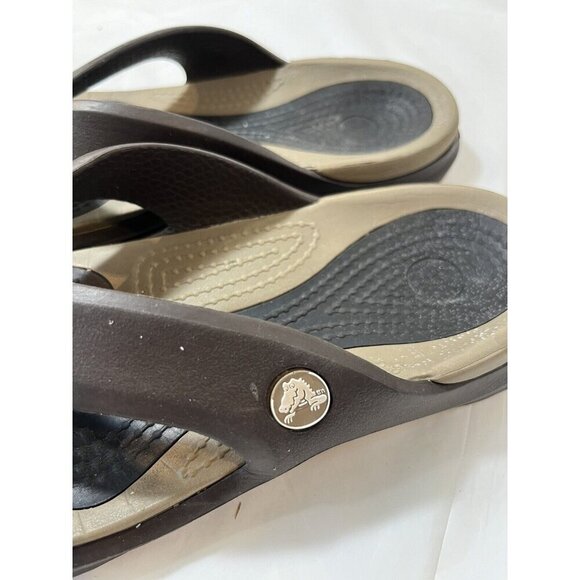 CROCS BROWN FLIP FLOP THONG SANDALS MENS 7 / WOMENS 9 - Picture 12 of 14